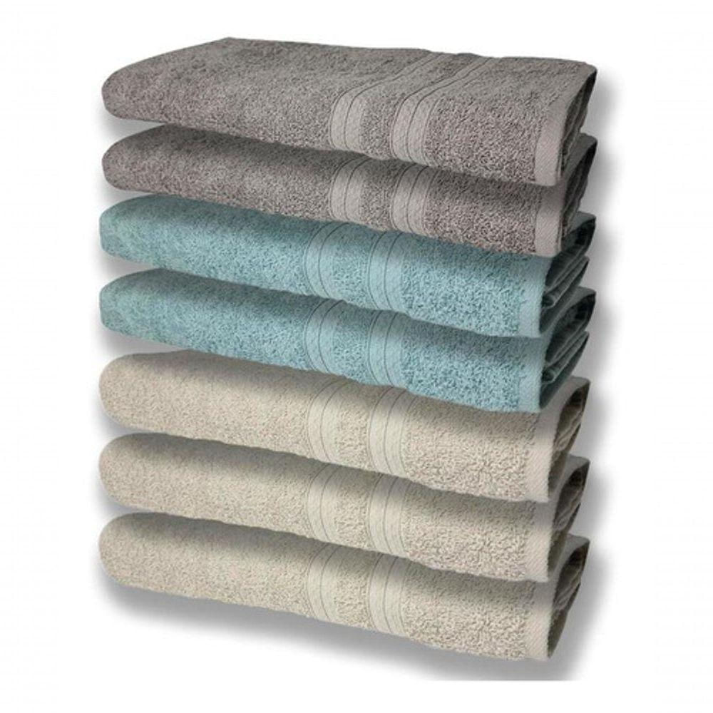7 Toalhas Felpudas E Grossa 80x150 3 Bege 2 Verde 2 Cinza