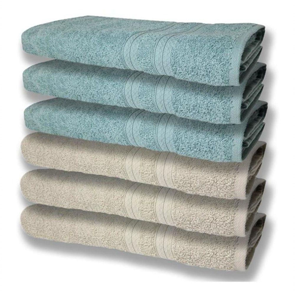 6 Toalhas Grande Felpudas E Grossa 80x150 Bege+verde