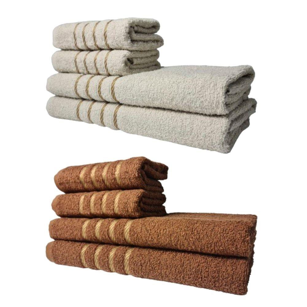 Kit 8 Toalhas Grossas E Grandes Montreal 4 Banhos 4 Rostos Bege+marrom