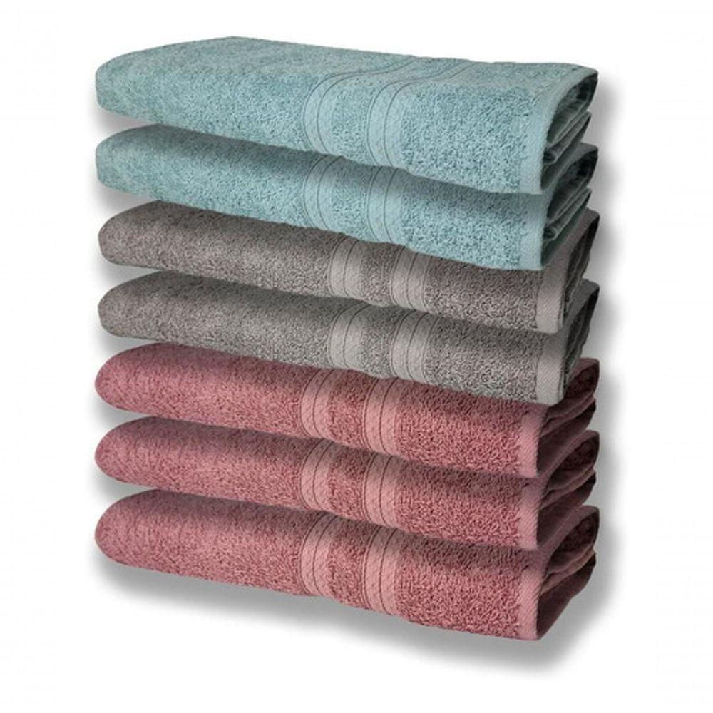 7 Toalhas Felpudas E Grossa 80x150 3 Rosê 2 Cinza 2 Verde