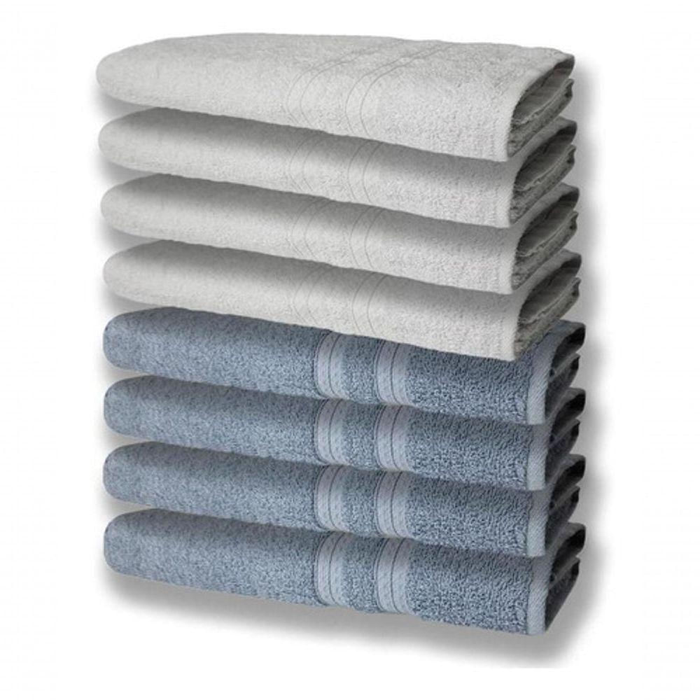 8 Toalhas Grande Super Felpudas E Grossa 80x150 Azul+branco