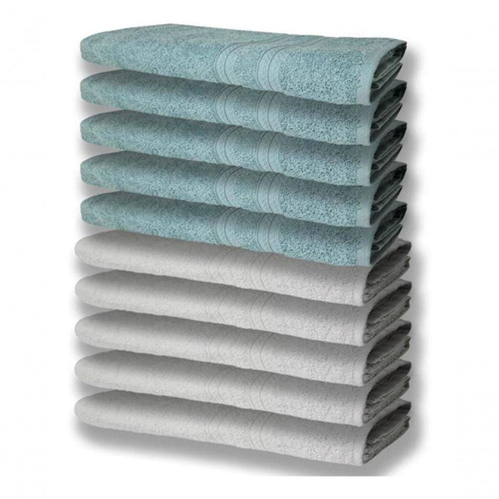10 Toalhas Super Felpudas Grande E Grossa 5 Branco 5 Verde
