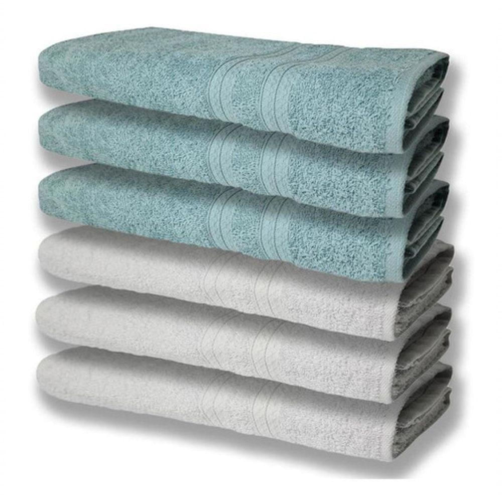 6 Toalhas Grande Felpudas E Grossa 80x150 Branco+verde