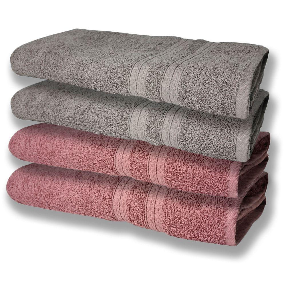 4 Toalhas Super Felpudas Grande E Grossa Algodão 80x150 Cinza+rosê