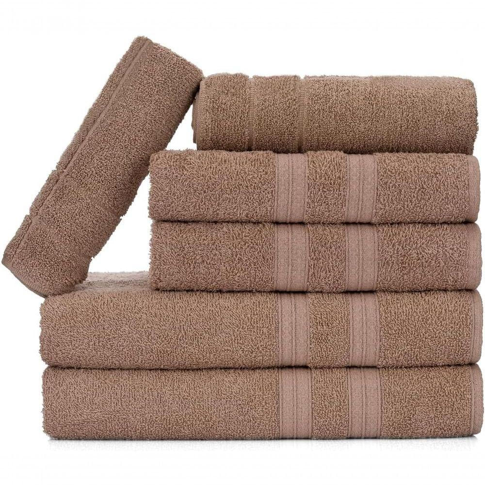 Jogo De Toalhas Gigante Itália Soft 2 Banhão + 2 Rosto + 2 Tapete Luxo 100% Algodão - Bege