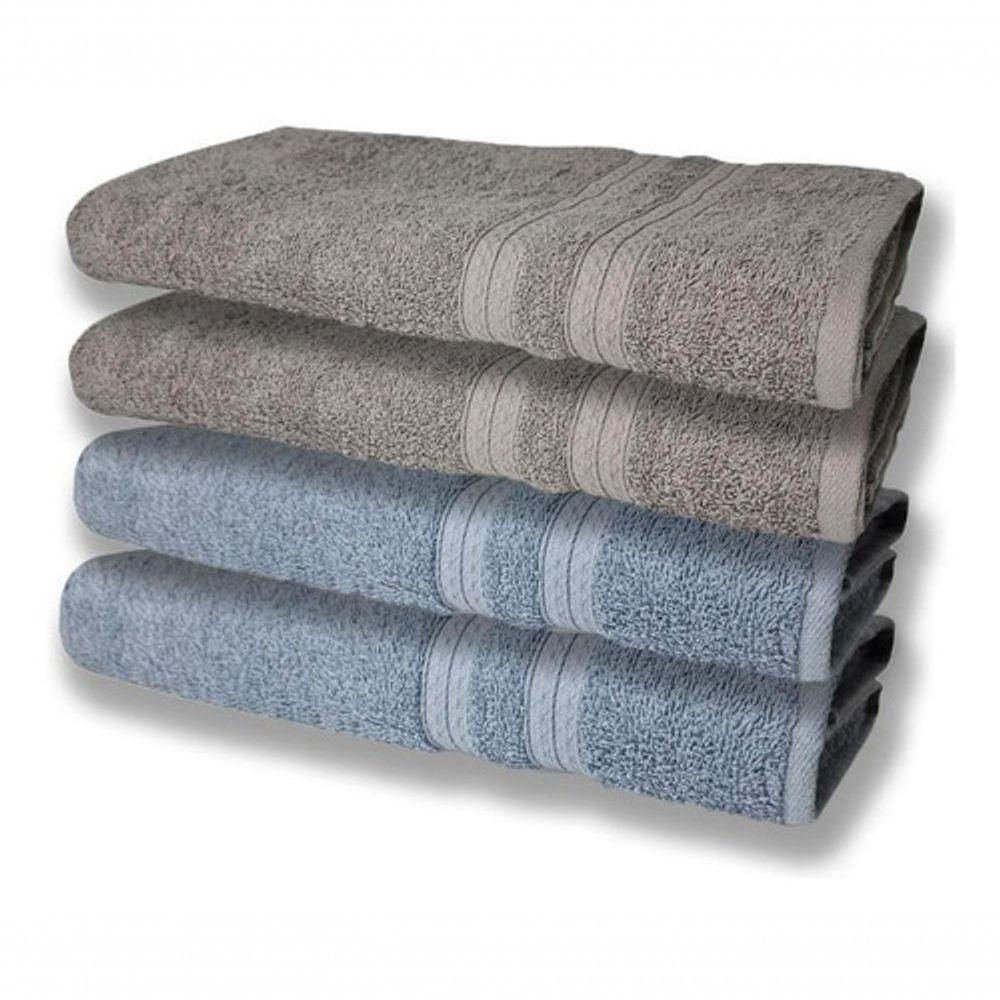 4 Toalhas Super Felpudas Grande E Grossa 80x150 Azul+cinza