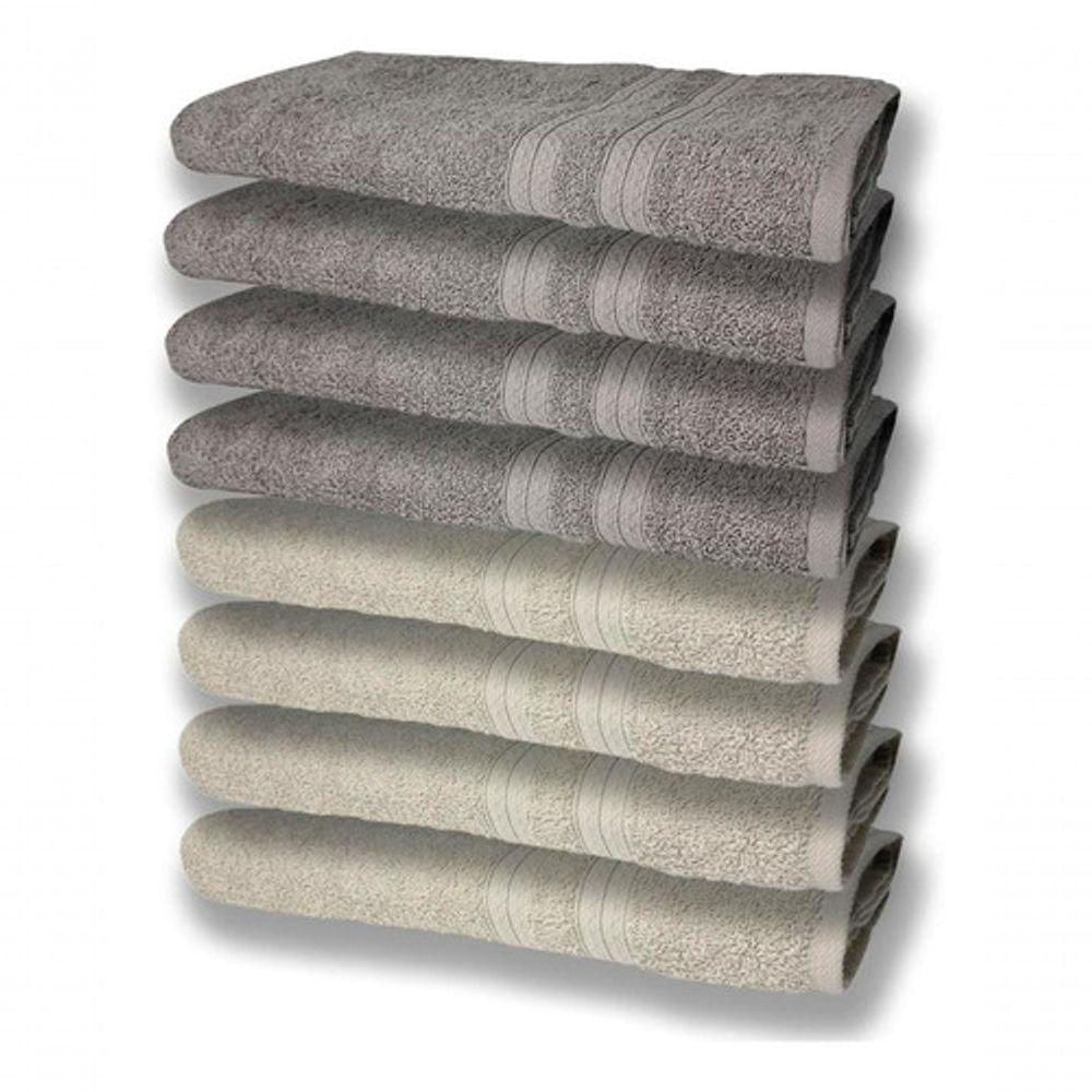 8 Toalhas Grande Felpudas E Grossa 80x150 4 Bege 4 Cinza