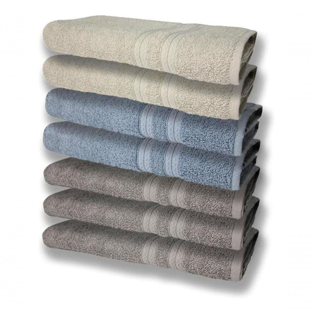 7 Toalhas Felpudas E Grossa 80x150 3 Cinza 2 Azul 2 Bege