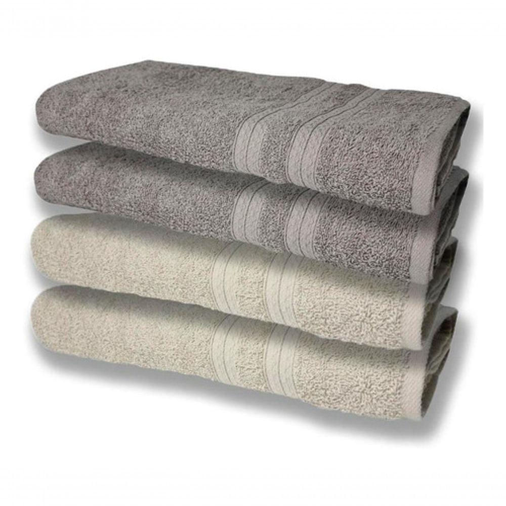 4 Toalhas Super Felpudas Grande E Grossa 80x150 Bege+cinza