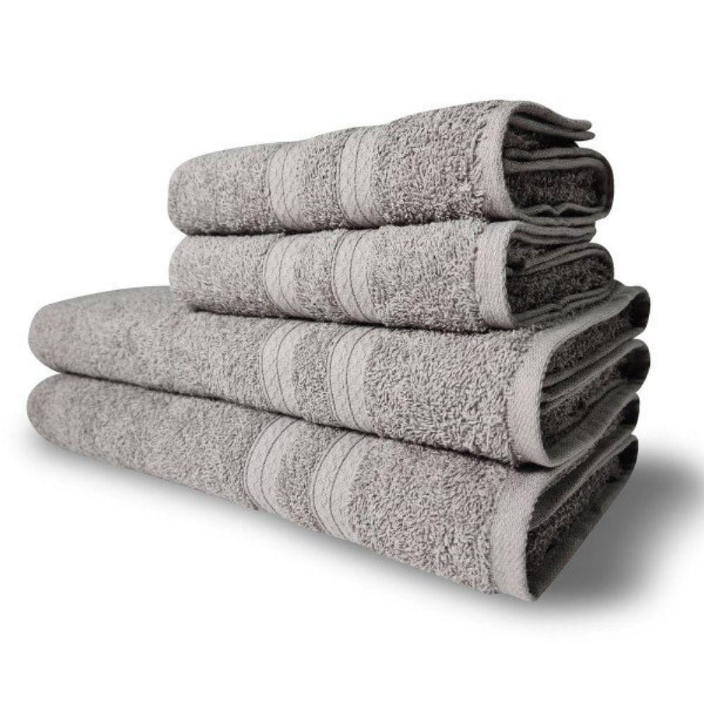 Jogo De Toalhas Itália Soft 4 Pçs - 2 Banho E 2 Rosto 430g-m² 100% Algodão Cinza