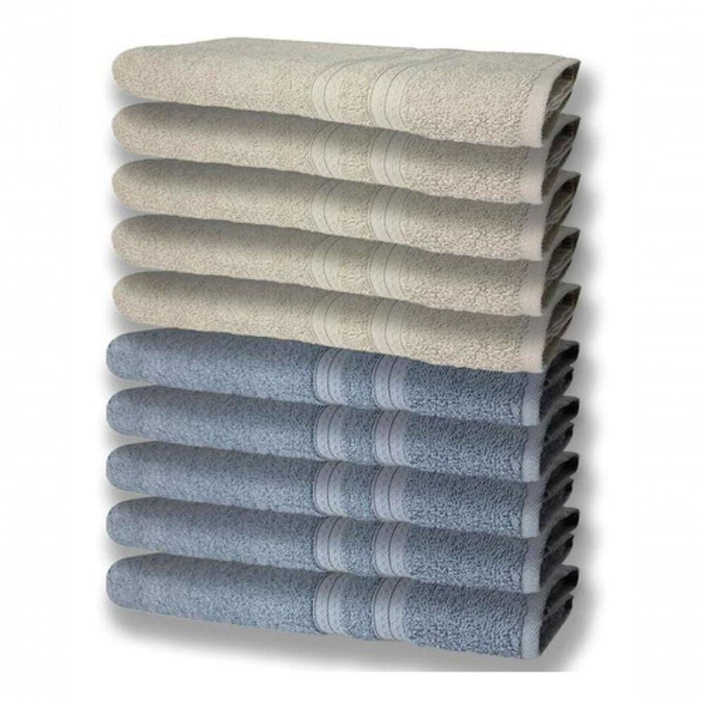 10 Toalhas Super Felpudas Grande Grossa 80x150 5 Azul 5 Bege