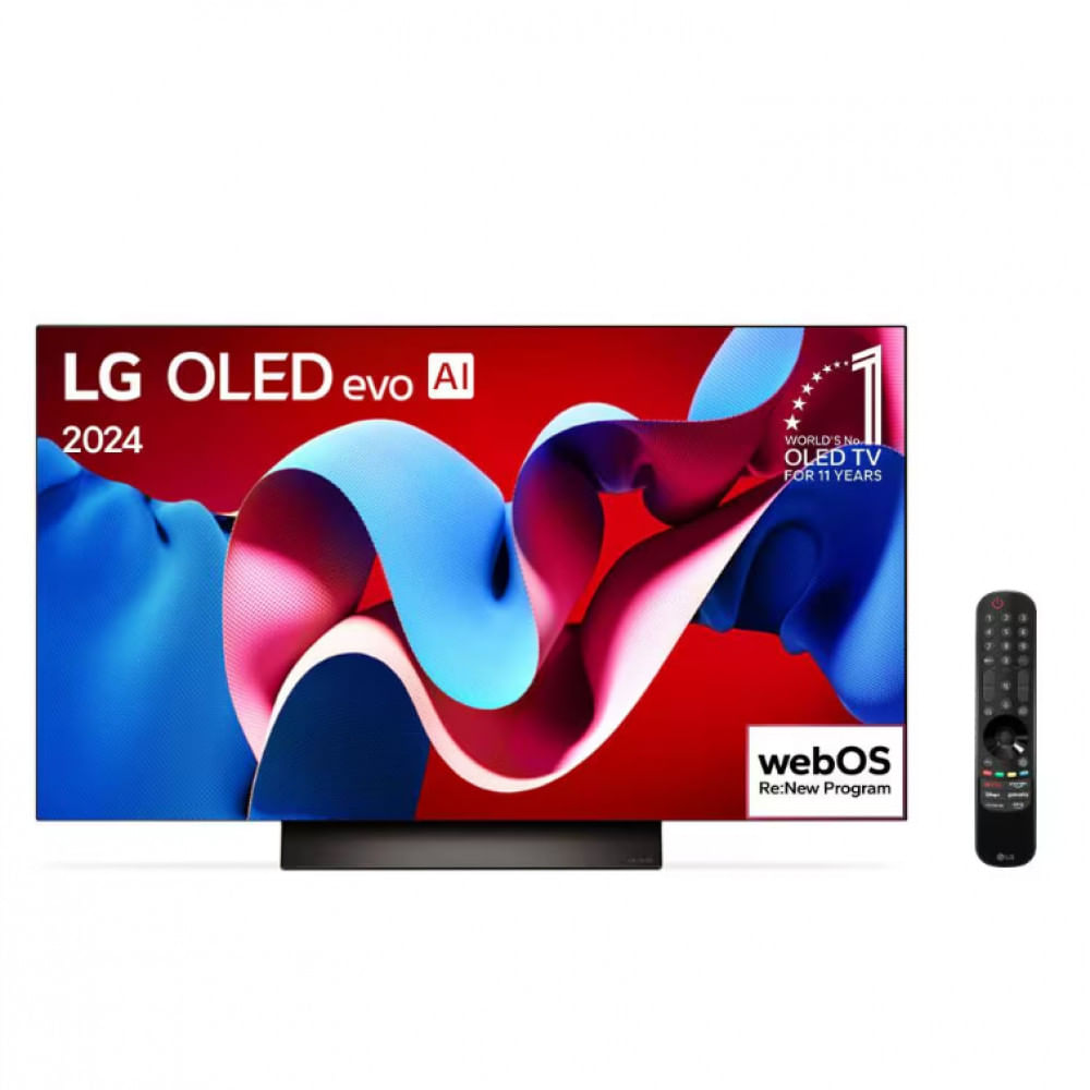 Smart TV LG 55 OLED 4K EVO OLED55C4 com processador AI alpha9 Ger7, Wi-Fi, Bluetooth, WebOS, 120Hz e LG ThinQAI Preto / Bivolt