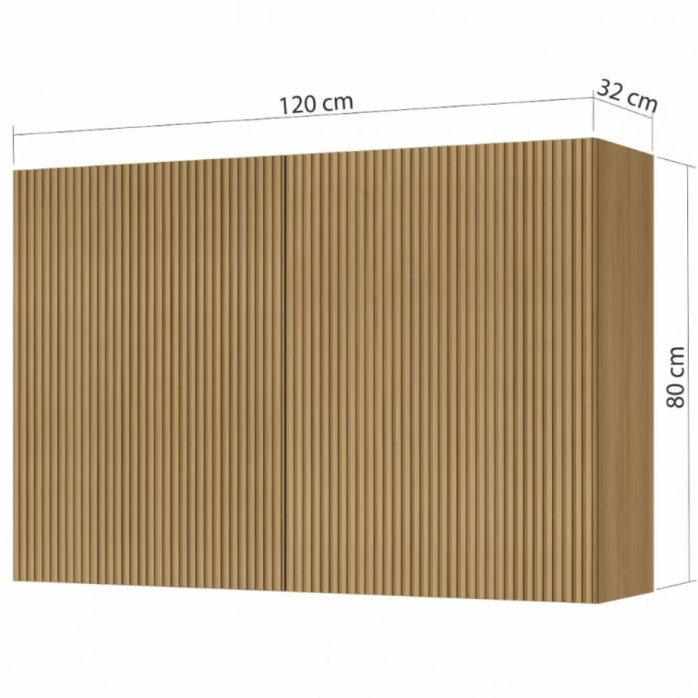 Armário Aéreo Nesher Rainha em MDF 15mm com 2 Portas e 1 Prateleira - 120cm de largura Nature