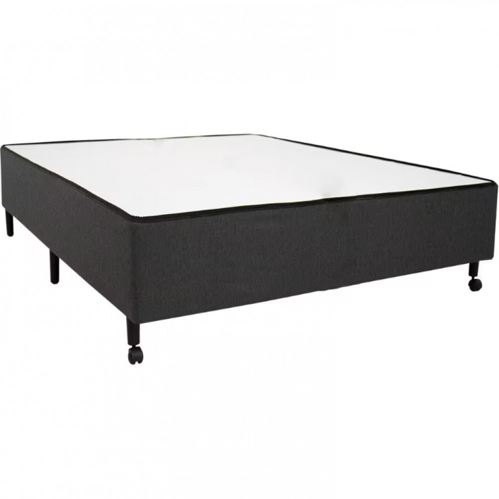 Base Box de Casal Castor New Alfa com Revestimento em Tecido Poliéster 40x138x188cm Cinza