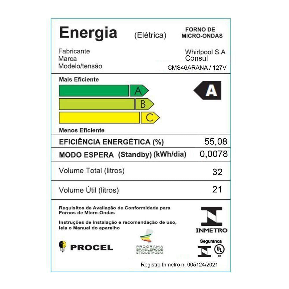 Micro-ondas Consul 32 Litros Espelhado CMS46ARANA Cinza 127V