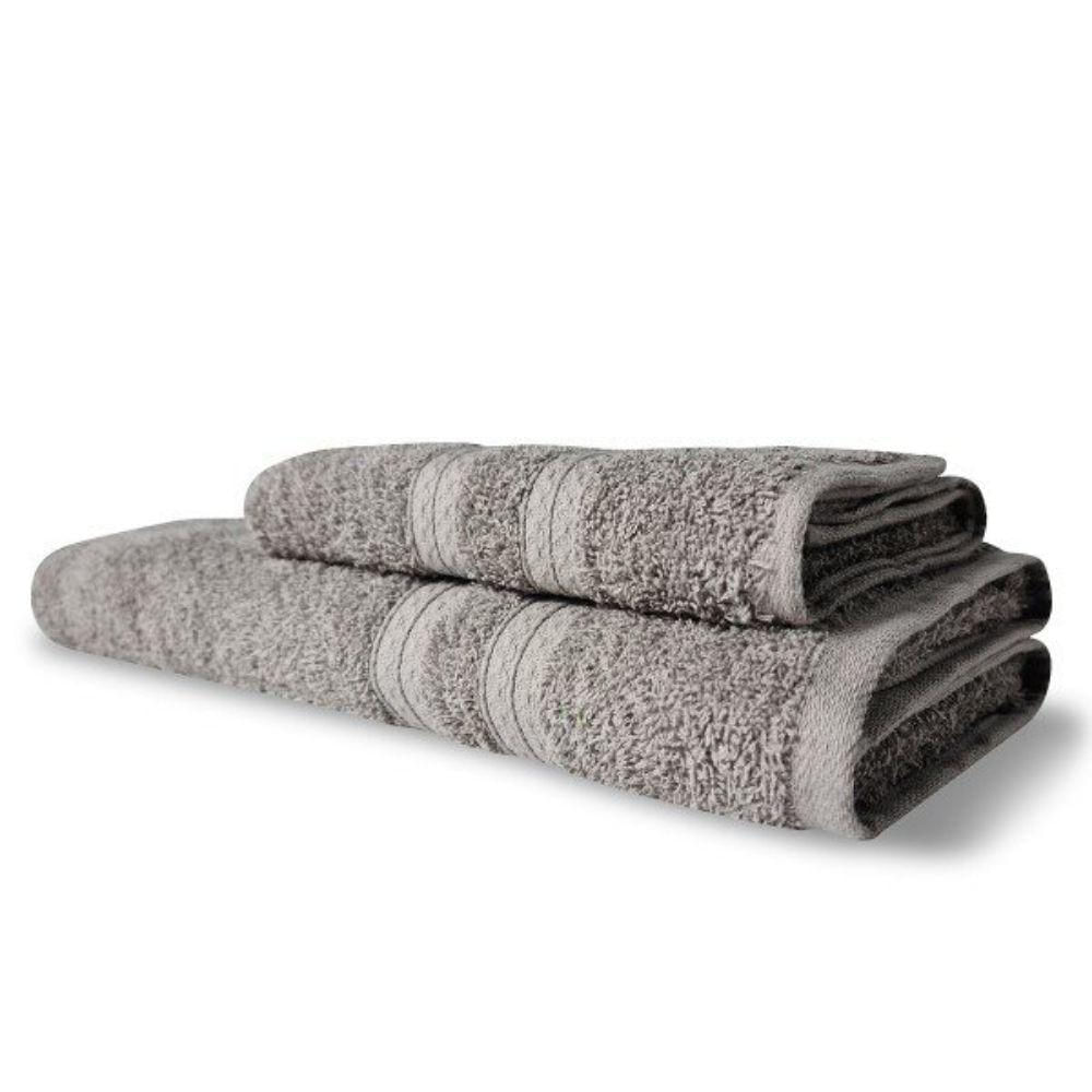 Jogo 2 Toalhas Itália Soft 1 Banho 1 Rosto Grossa 100% Algodão 430g-m² Cinza