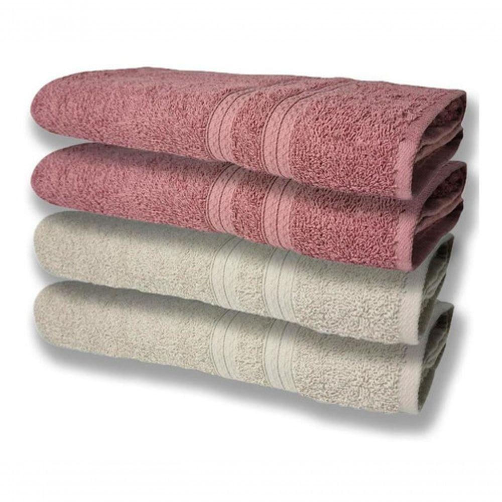 4 Toalhas Super Felpudas Grande E Grossa 80x150 Bege+rosê