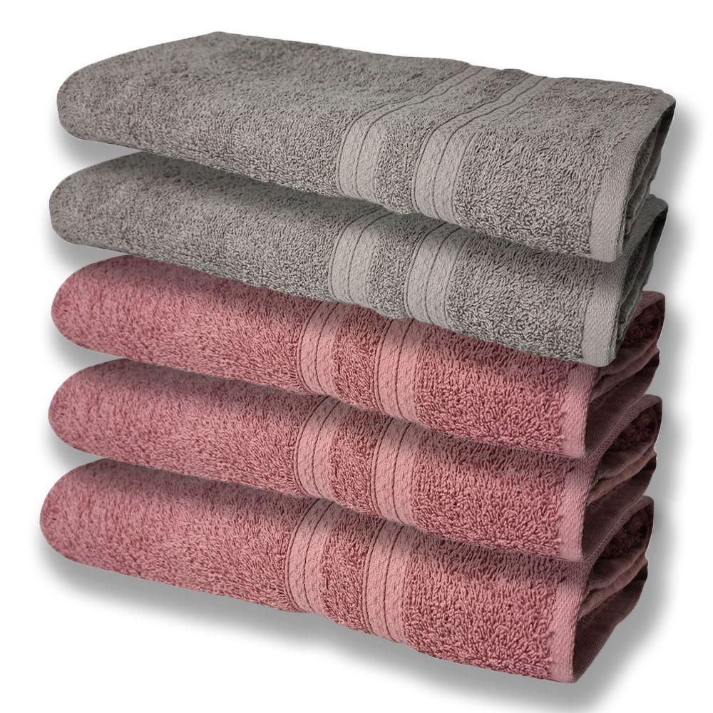 5 Toalhas Super Felpudas Grande E Grossa Algodão 80x150 Rosê+cinza