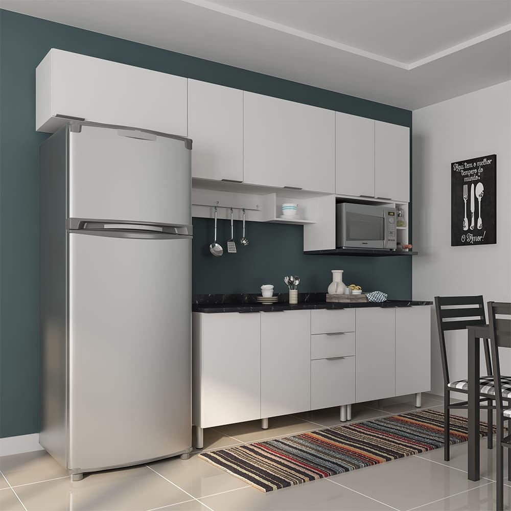 Cozinha Completa Rubi 9 Portas 3 Gavetas 5 Prateleiras Bartira