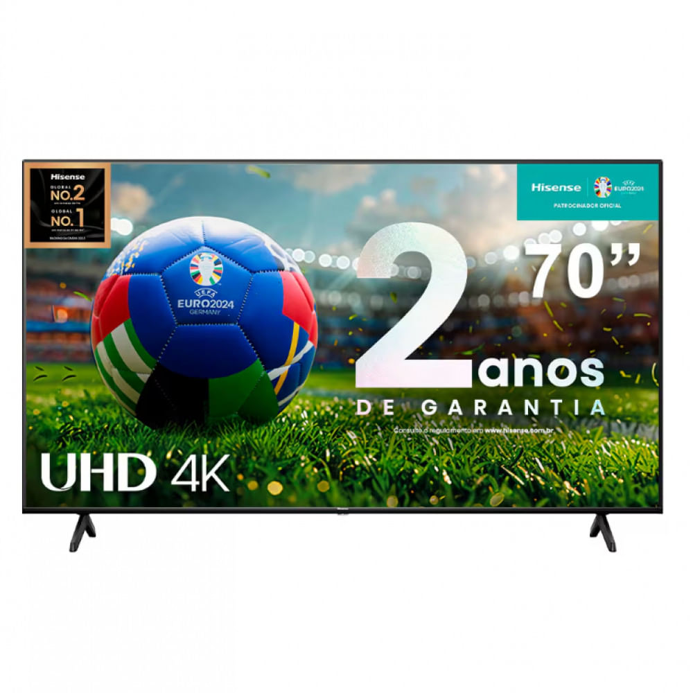 Smart TV 70 Hisense Ultra HD 4K DLED 70A51HSV com Sleep Timer, entrada HDMI e Wi-Fi