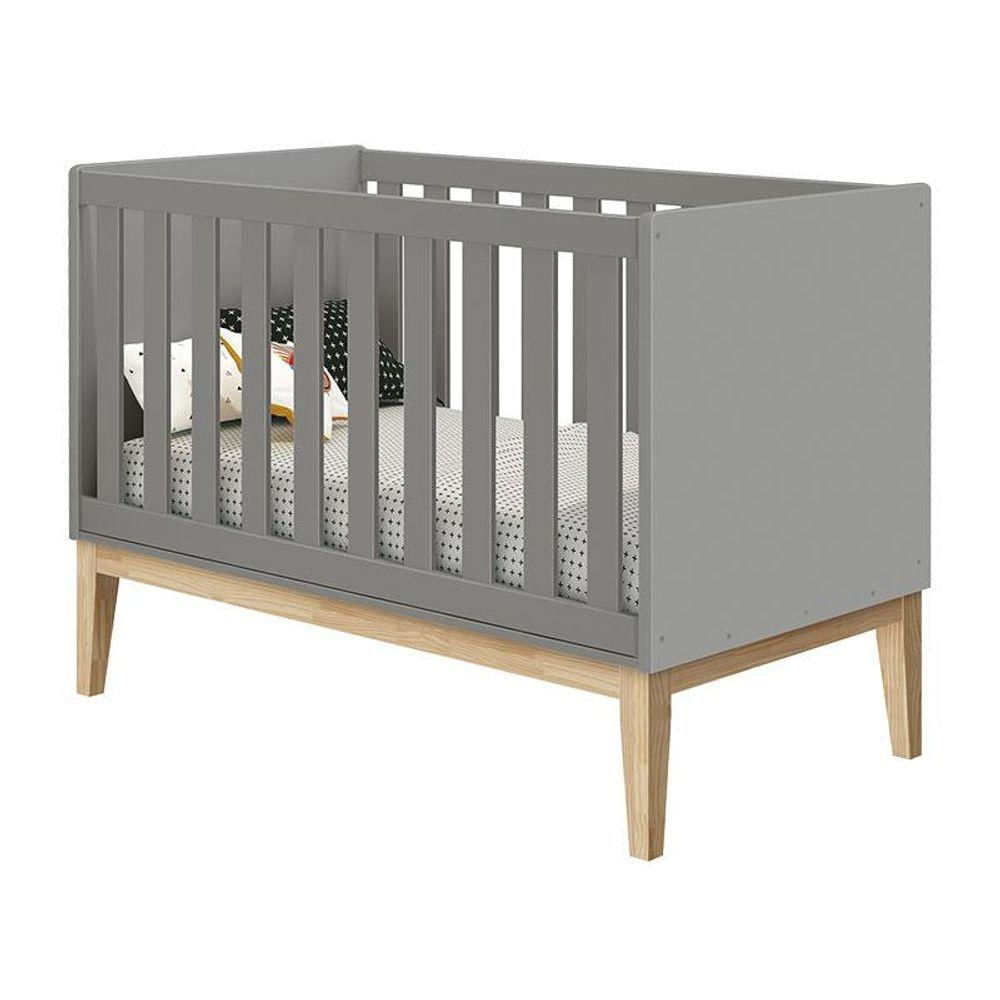 Berço Americano New Classic Cinza Madeira Natural - Reller