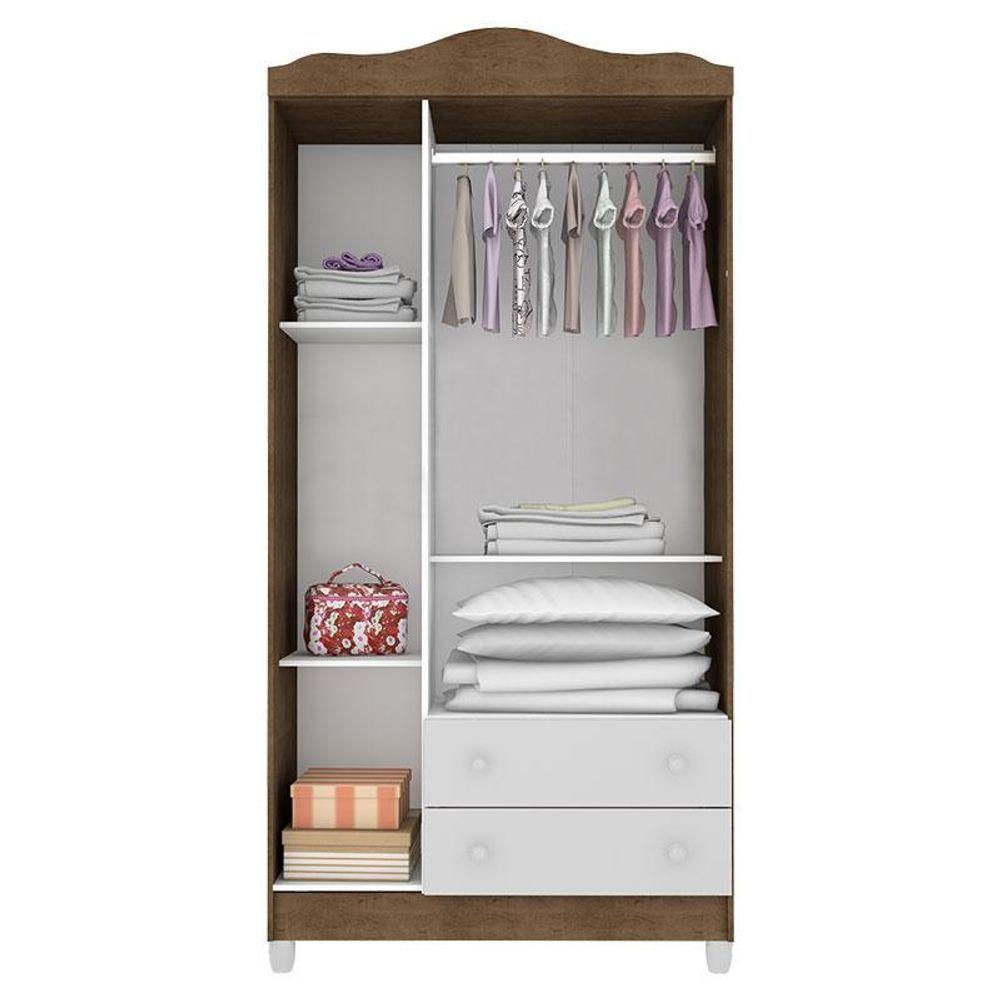 Quarto De Bebê Ariel 3p Berço Lara Branco Acetinado Amadeirado Com Colchão - Carolina