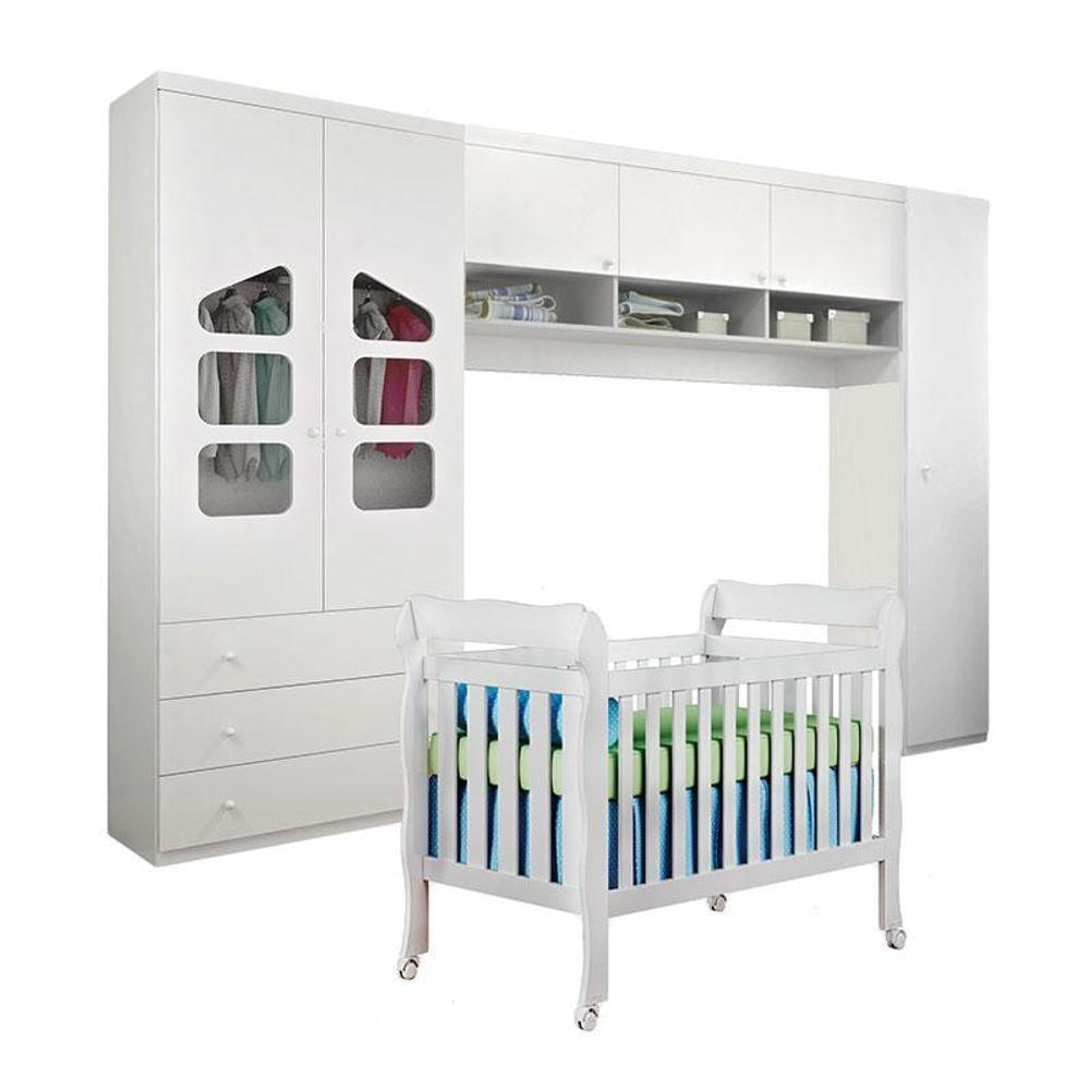 Quarto De Bebê Completo Eloisa Com Berço Lila Branco Brilho - Phoenix