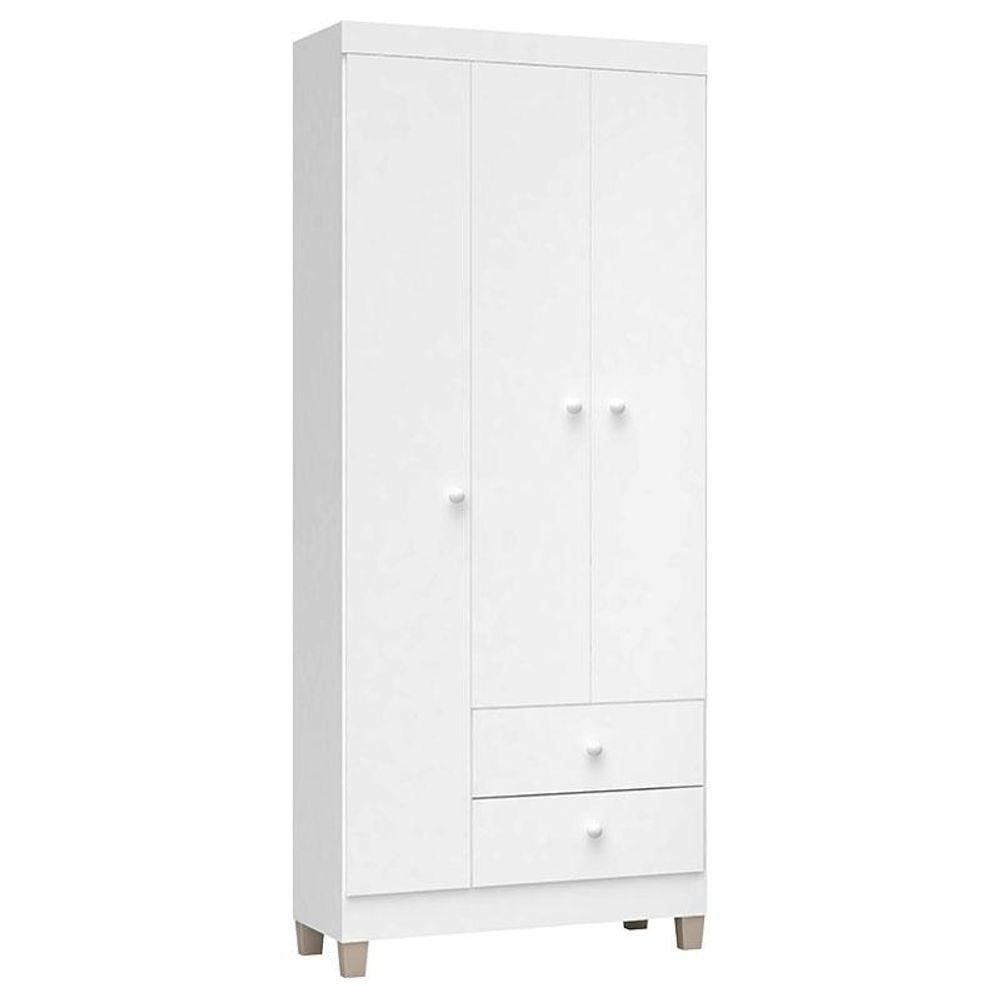 Quarto De Bebê 3 Portas Ternura Baby Com Berço Mirelle Branco Brilho - Incorplac