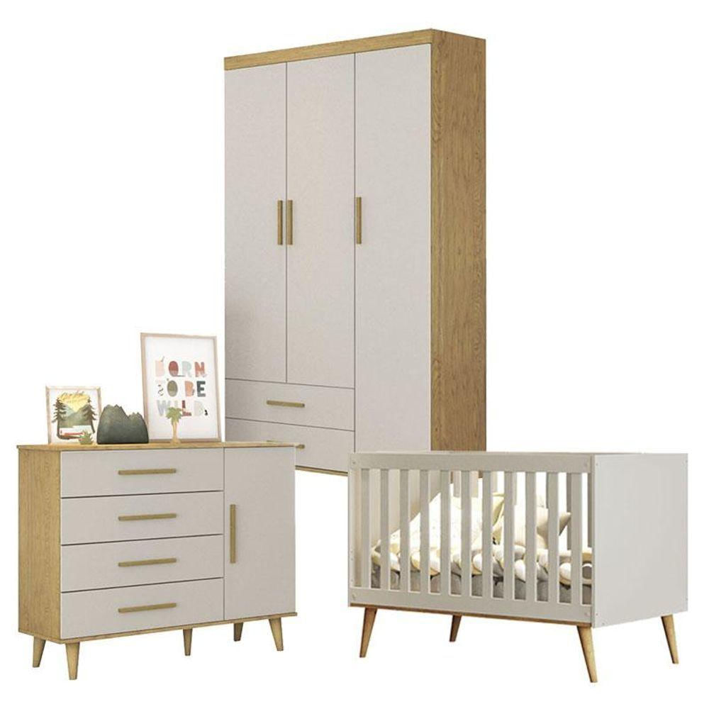 Quarto De Bebê Ludmila Off White Bétula - Carolina Baby