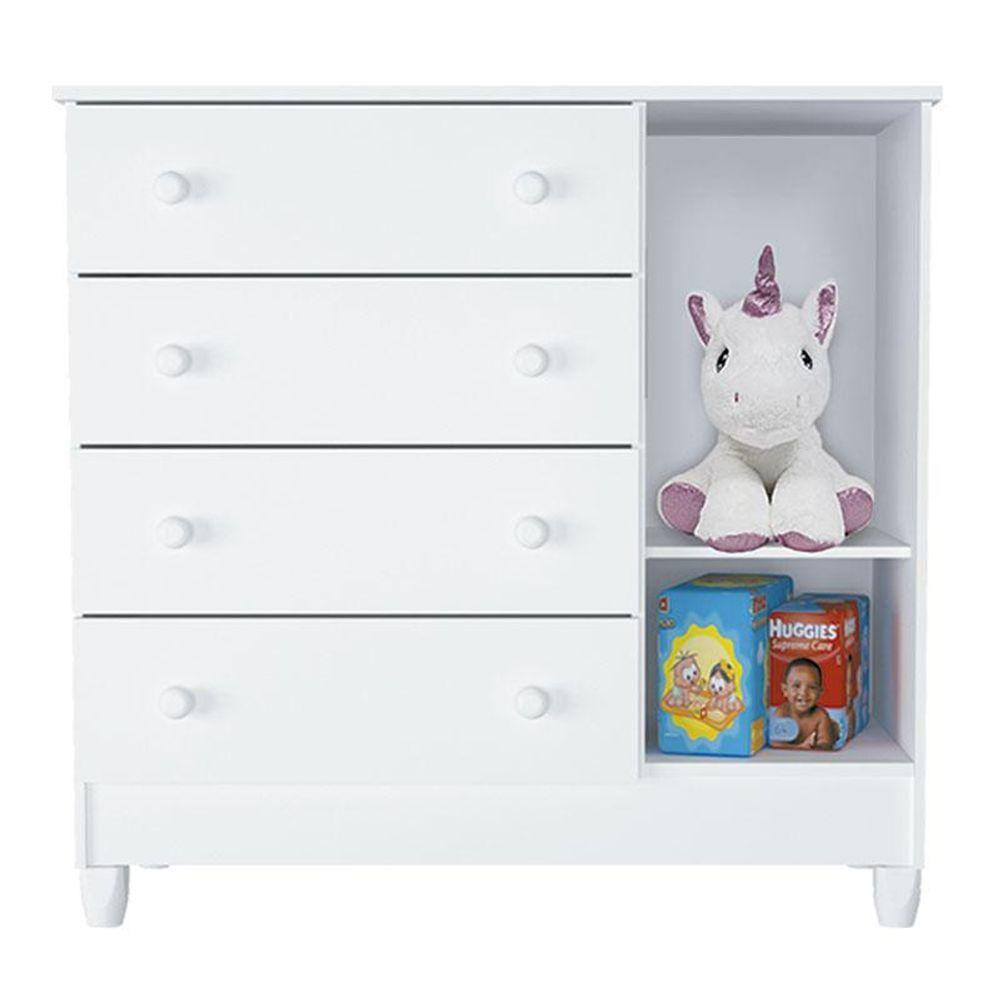 Quarto De Bebê Ariel 4 Portas Com Berço Americano Mirelle Branco Brilho - Carolina