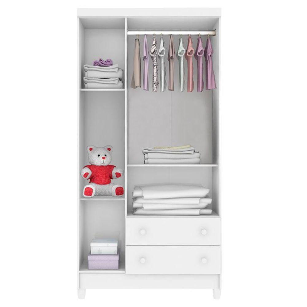 Quarto De Bebê Mariah 3 Portas Com Berço Lara Branco Brilho - Carolina