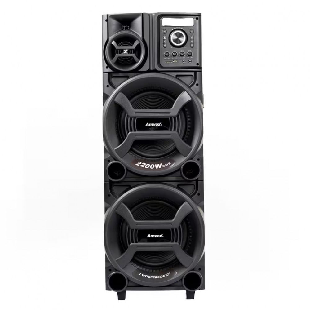 Caixa Amplificadora Amvox Pesadão Black ACA 2201 com Bluetooth, Entradas USB, Microfone e Instrumentos - 2200W