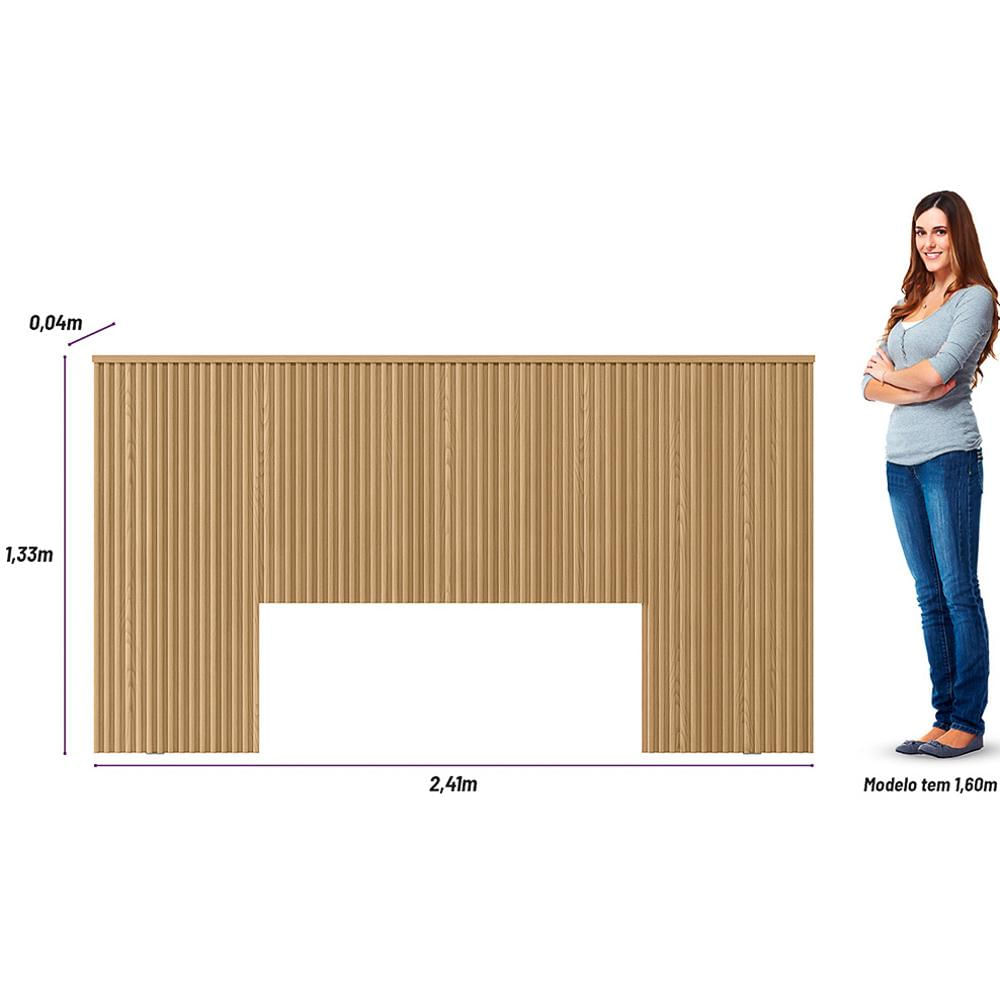 Cabeceira de Madeira para Cama Box Casal e Queen 241cm Palmeira L06 Carvalho - Mpozenato