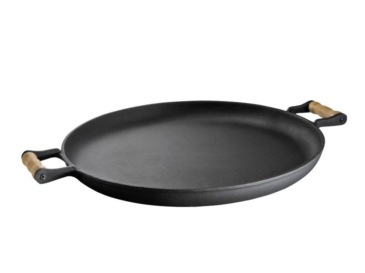 Frigideira Paella Ferro Fundido Sem Tampa Alças Madeira 48cm