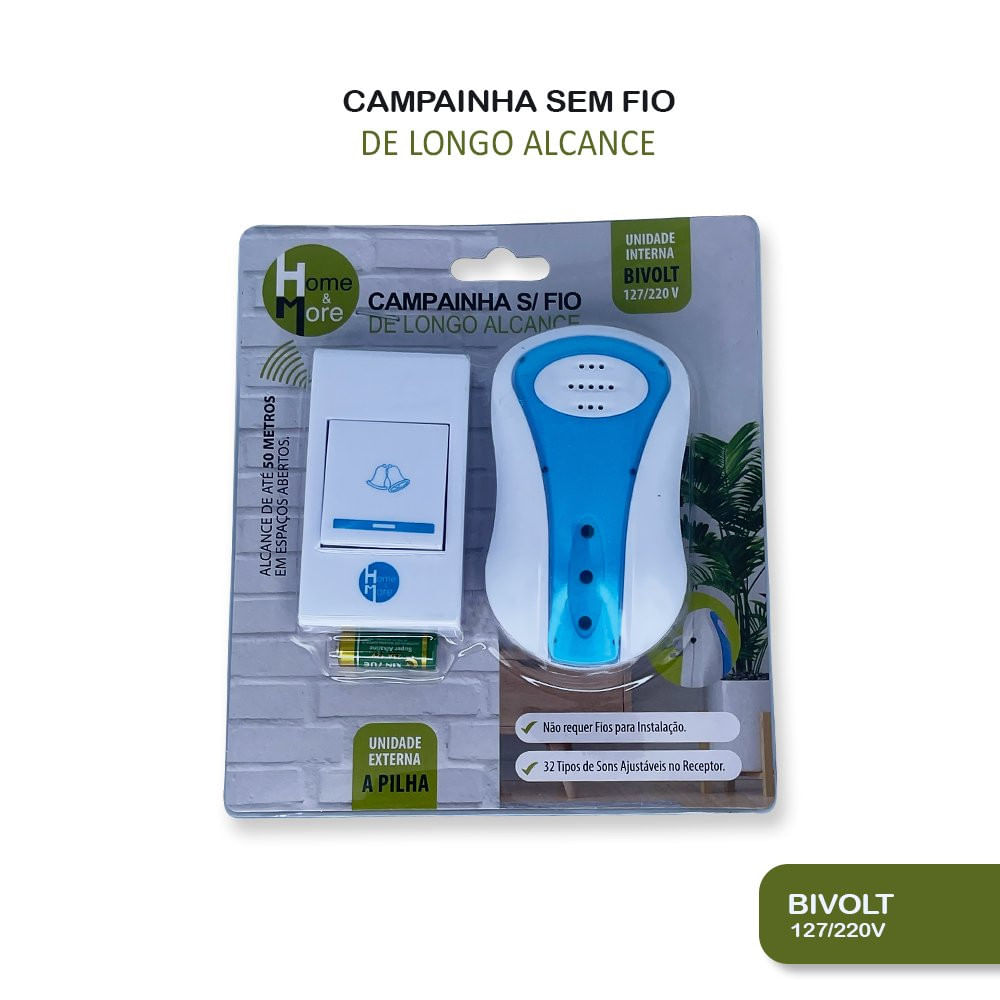 WE DROP - Campainha Residencial Wireless Sem Fio Resistente Água Wifi
