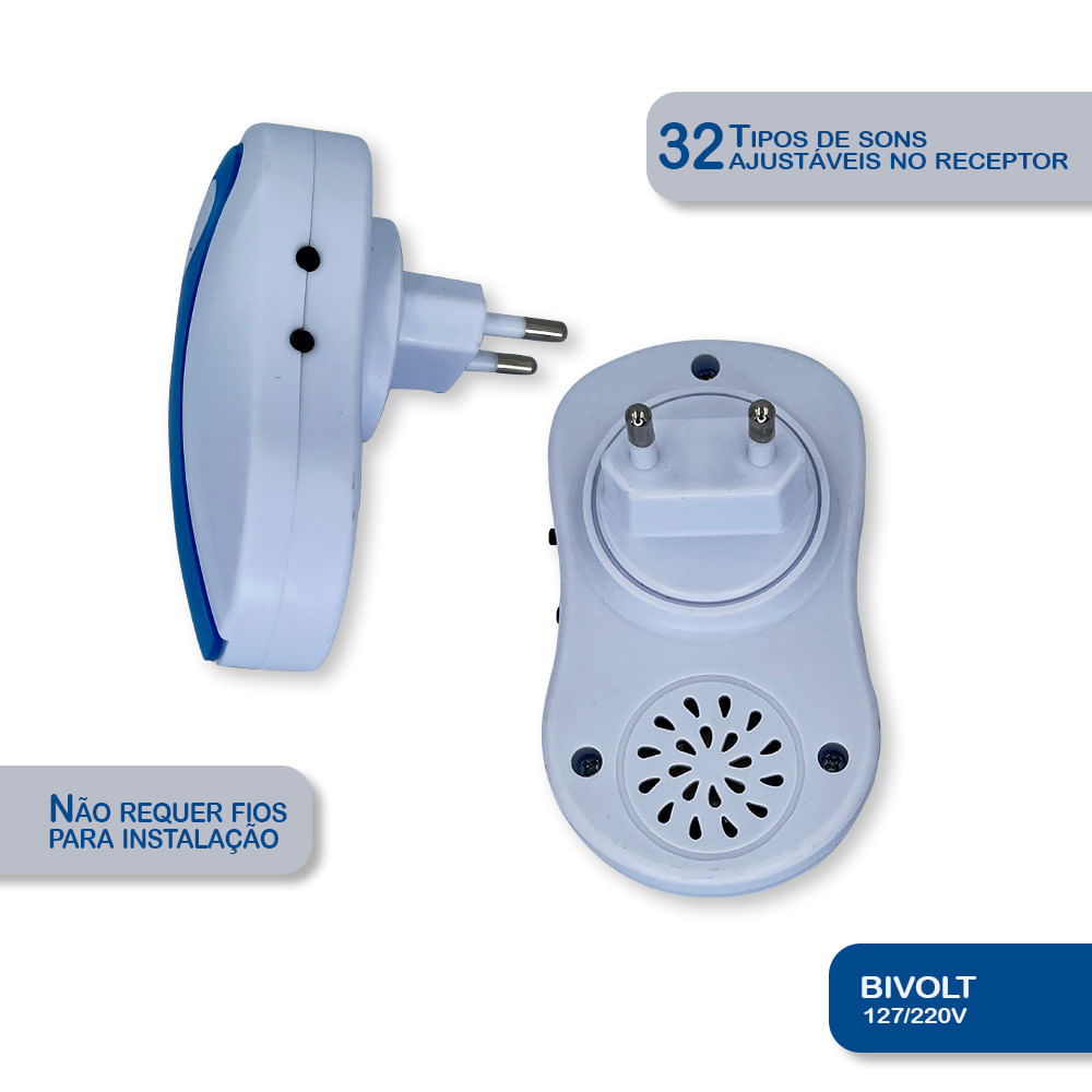WE DROP - Campainha Residencial Wireless Sem Fio Resistente Água Wifi