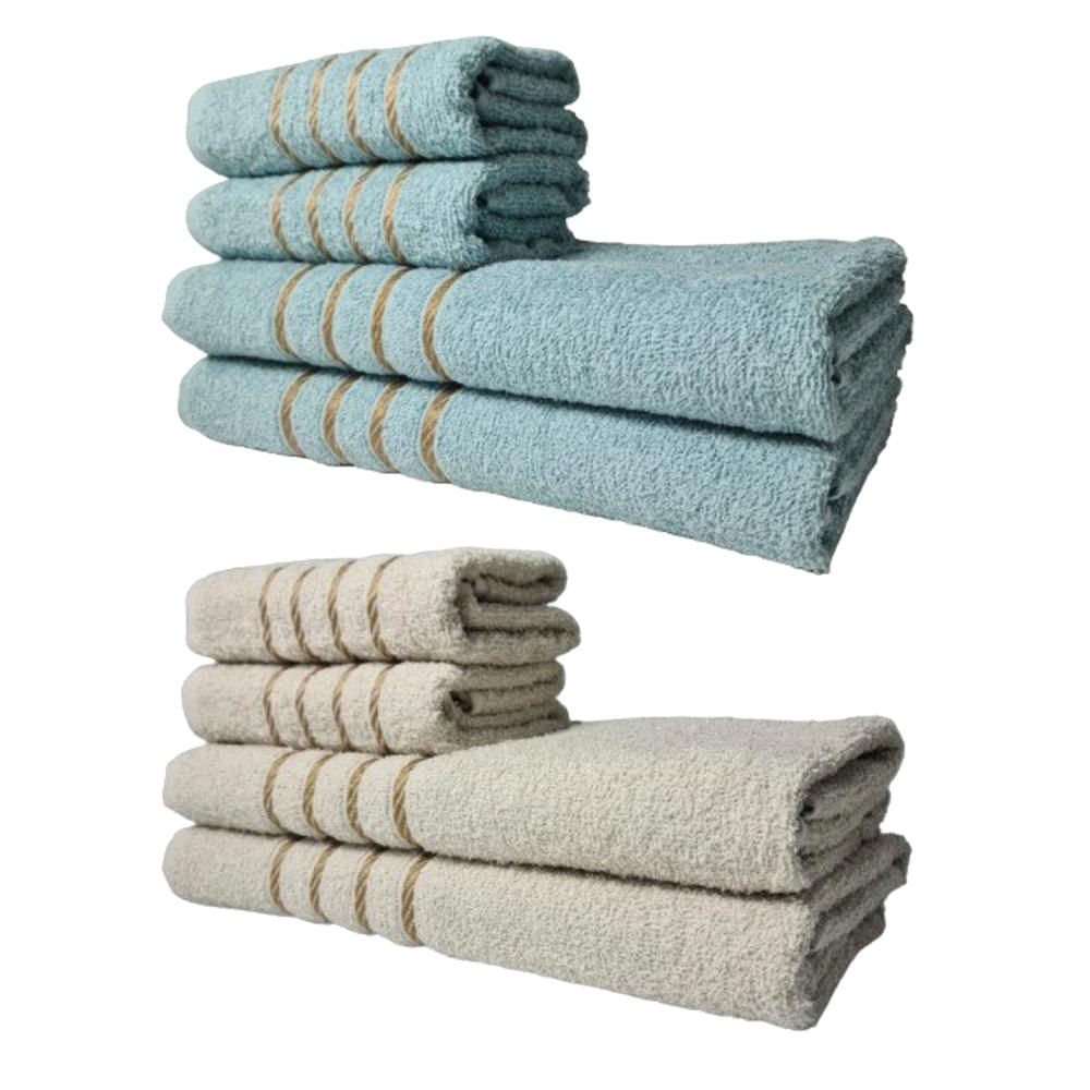 Kit 8 Toalhas Grandes Dubai 4 Banhos 4 Rostos Verde+Bege