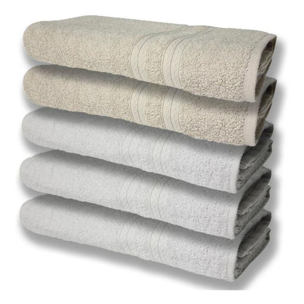 5 Toalhas Felpudas Grande E Grossa 80x150 Branco+bege