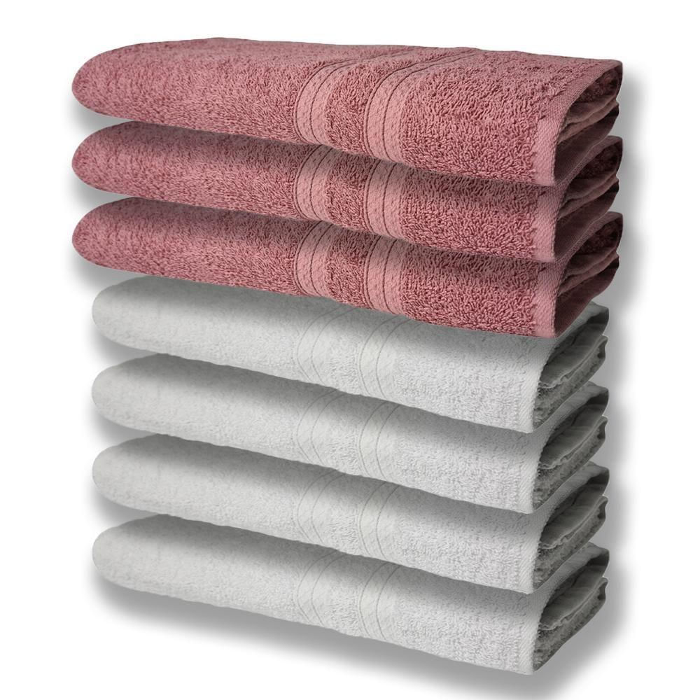 7 Toalhas Grande Super Felpudas E Grossa 80x150 Itália Soft Beka - Branco/rosê