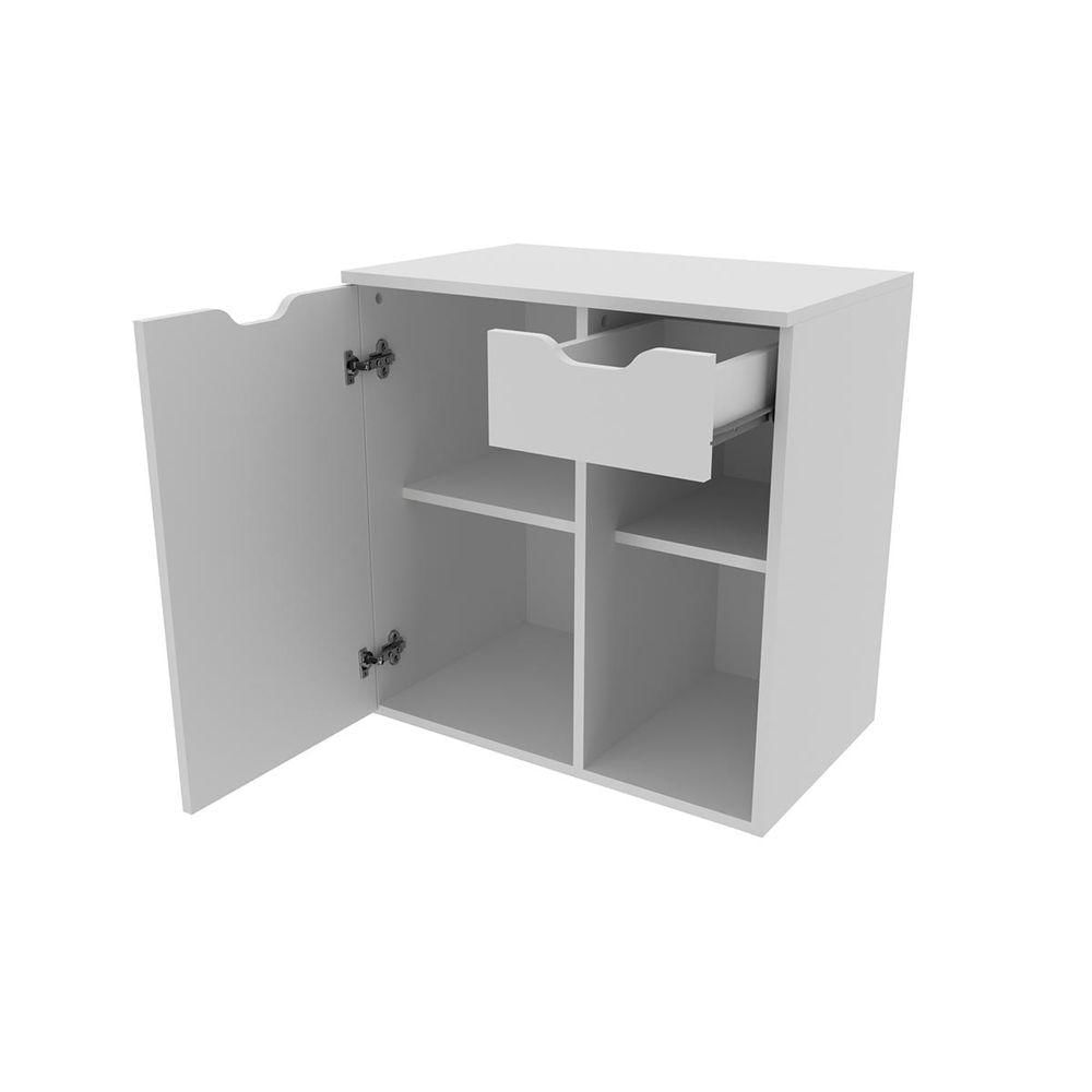 Gabinete Para Banheiro 1 Porta 1 Gaveta E 2 Nichos Branco