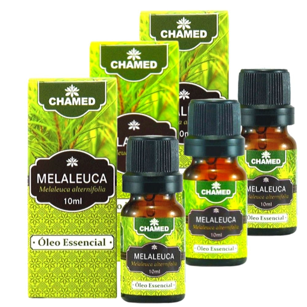 Óleo Essencial de Melaleuca   Tea Tree  10ml    CHAMED  100% Puro   3 Frascos