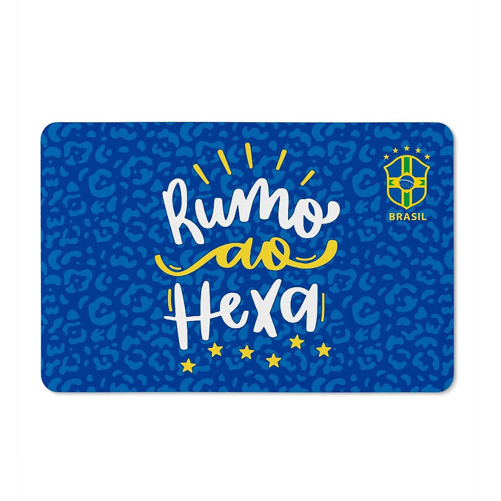 Tapete Porta Banheiro Quarto 60x40cm - Brasil Hexa Azul