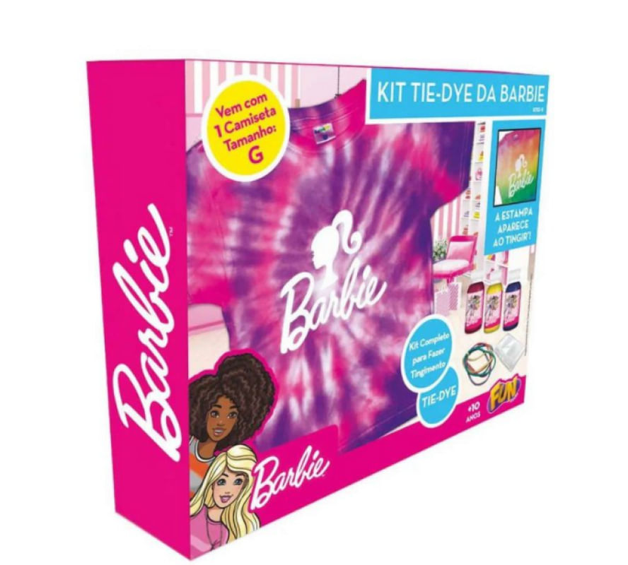 Kit Tie Dye Barbie Camiseta Tamanho G - Fun F00536