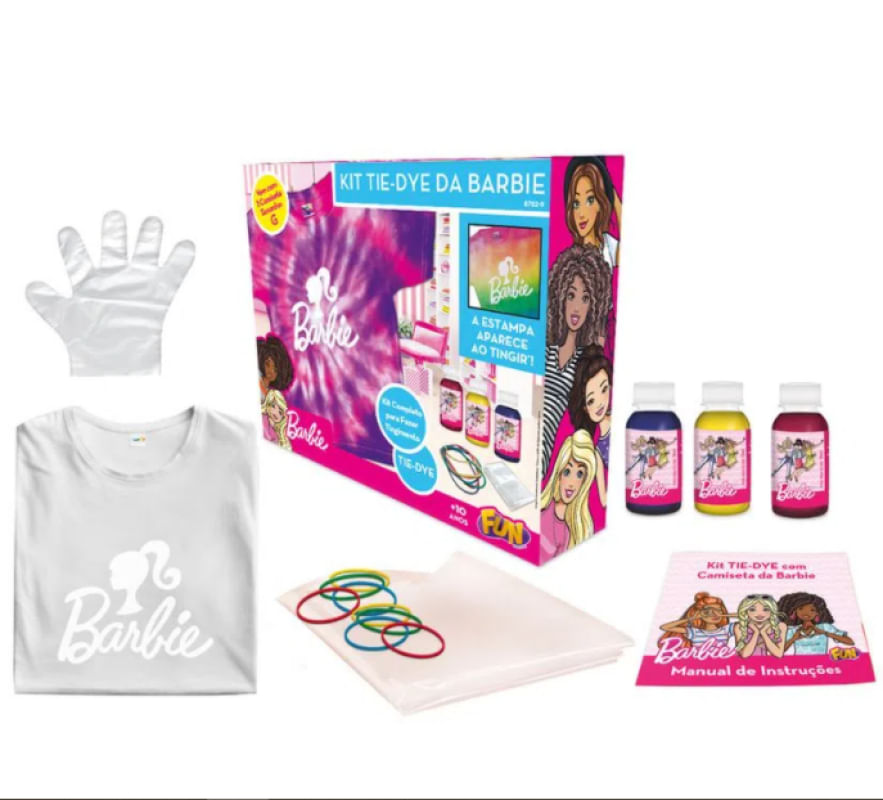 Kit Tie Dye Barbie Camiseta Tamanho G - Fun F00536