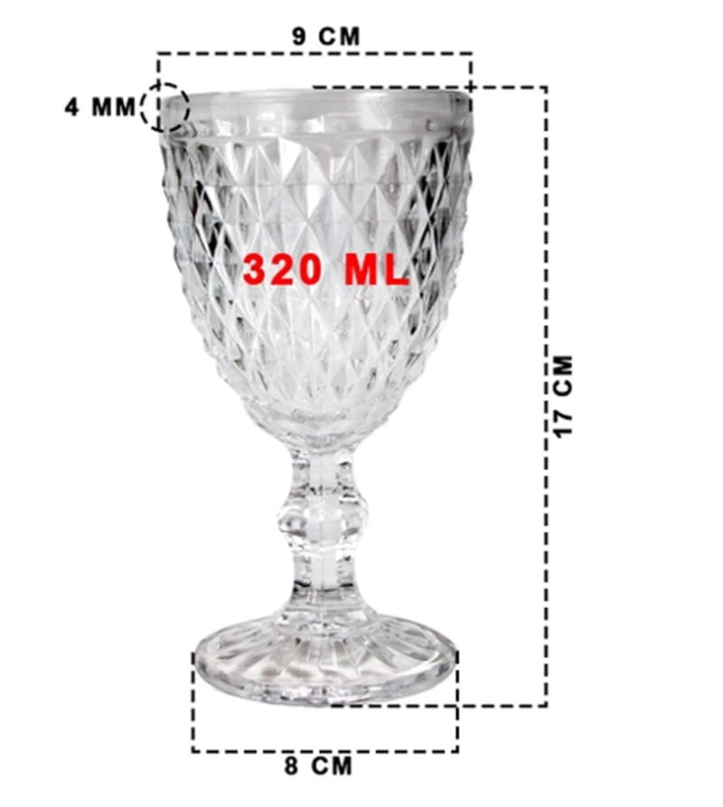 Jogo de Taças Vidro Cristal Mosaico Vitro 320ml Vnho Água Suco Almoço Jantar