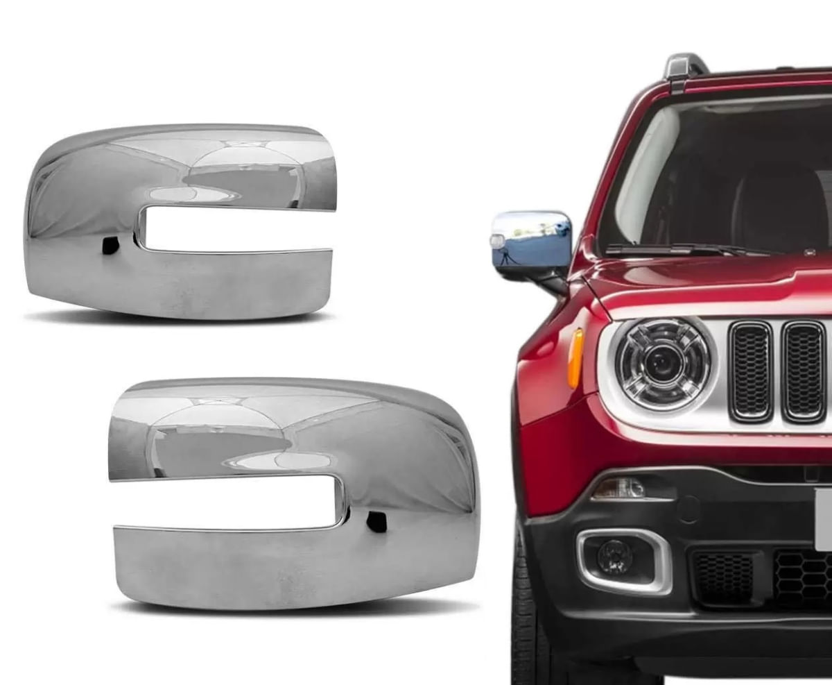 Aplique Cromado Capa Retrovisor Jeep Renegade 2015 à 2022 Par