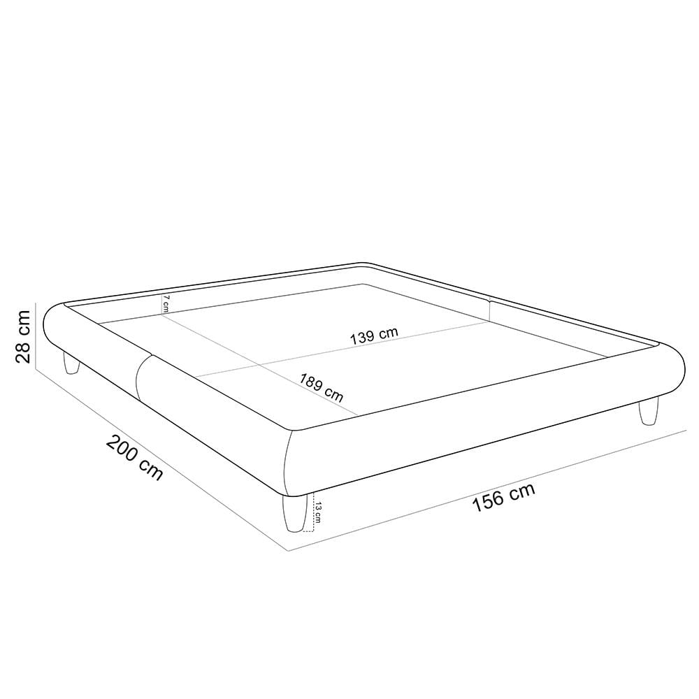 Cama Casal Pés de Madeira 156cm Otto P05 Linho Bege - Lyam Decor