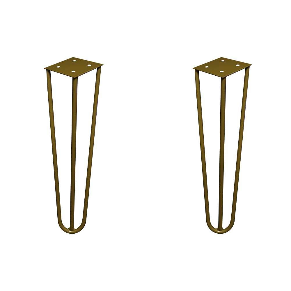 Kit 2 Pés de Metal 25 CM Hairpin Legs Rack e Puffs Dourado G41