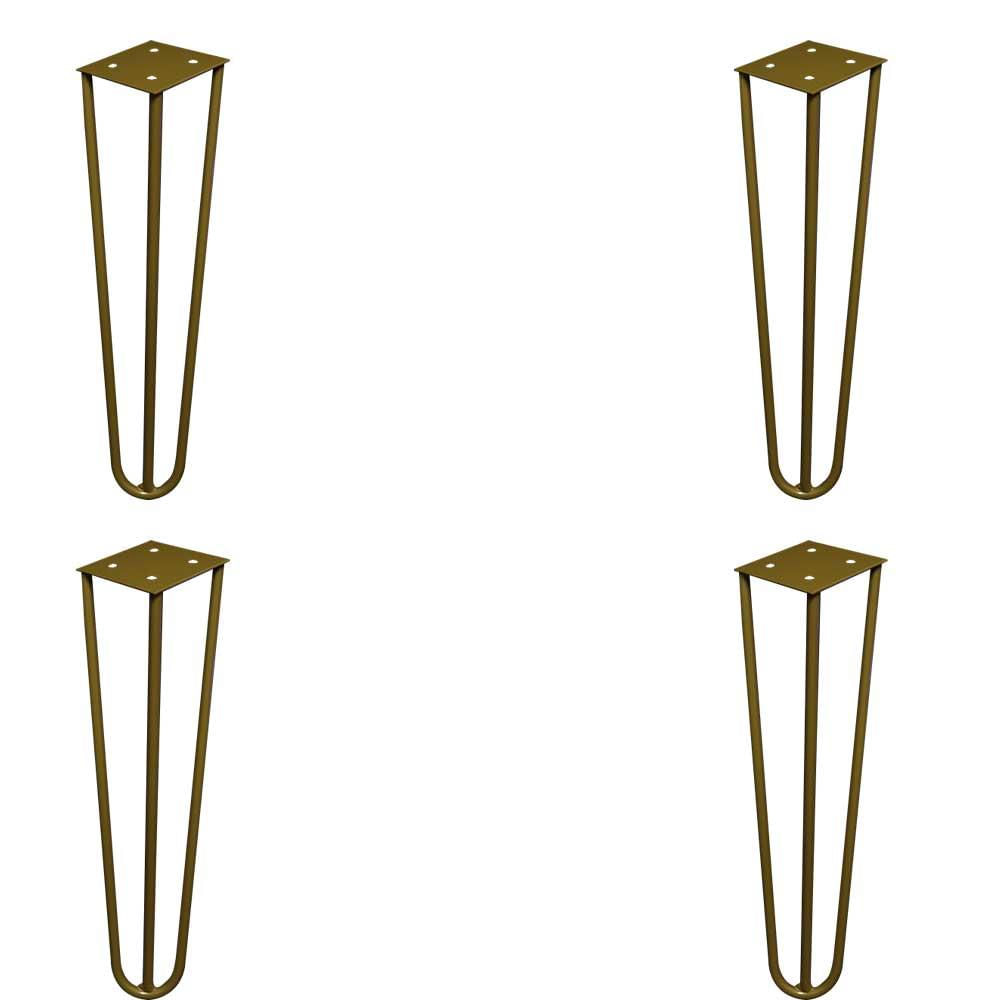 Kit 4 Pés de Metal 25 CM Hairpin Legs Rack e Puffs Dourado