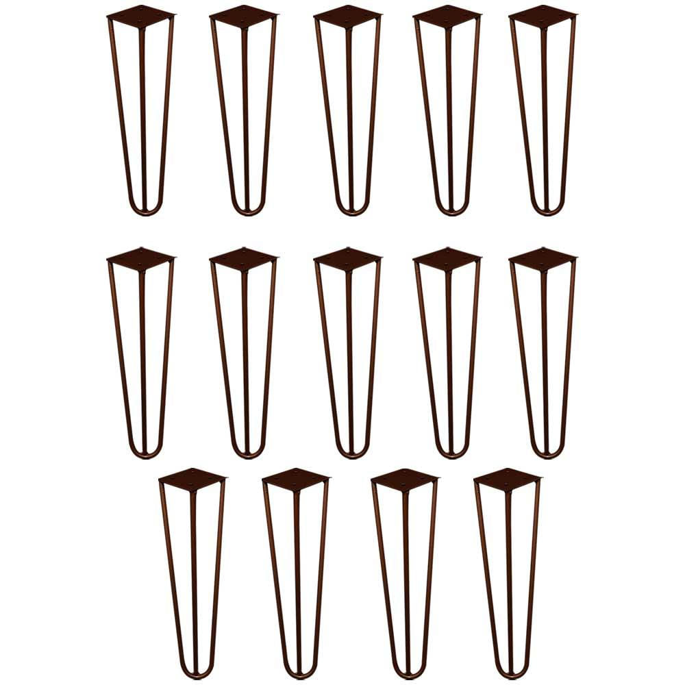 Kit 14 Pés de Metal 25 CM Hairpin Legs Rack e Puffs Bronze